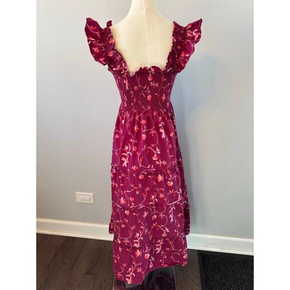 Hill House Ellie Nap Dress Burgundy Botanical Size Medium - Picture 4 of 7